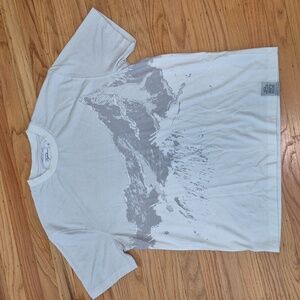 Topman oversized fit t-shirt with signature large mountain print in grey Sz M
